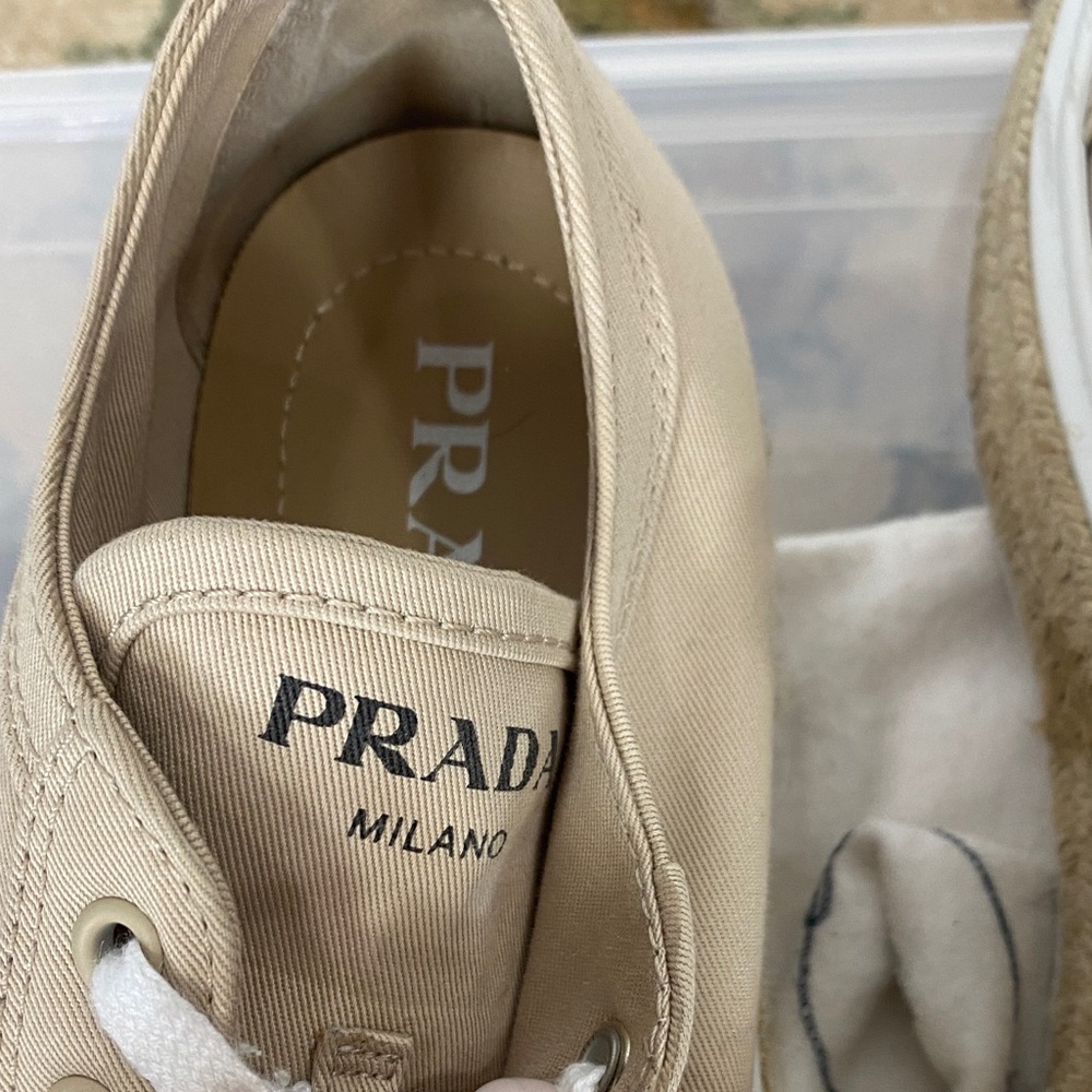 PRADA Natural Gabardine Espadrille Wedge Sneakers 38 - Picture 6 of 10